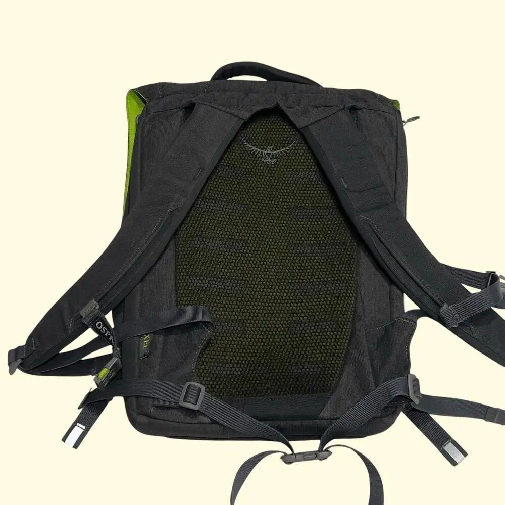 Osprey Transporter Panel Loader Backpack Charcoal Gray 20L Lime Green Laptop